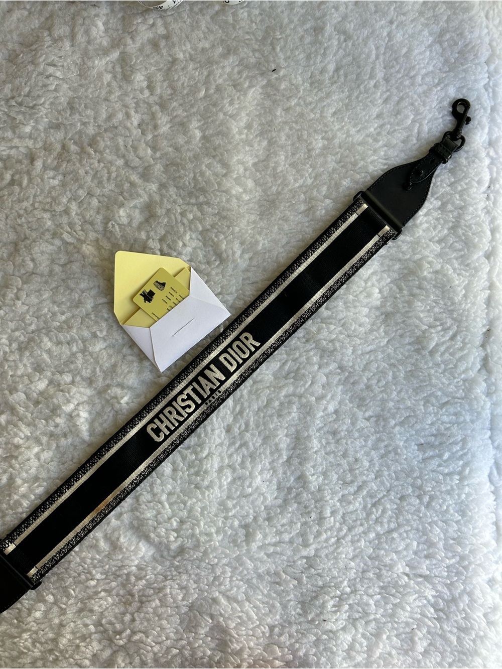 Dior Black and White Embroidered Logo Strap